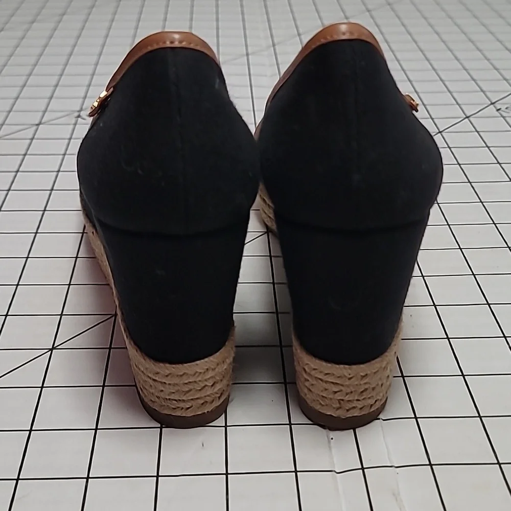 Tory Burch Majorca Canvas Wedge‎ NEW Black Size 9.5  EU 39.5